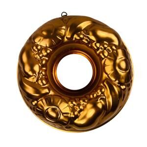 10" Copper Round Jello Mold Ring Kitchen Wall Decor Fruit Design